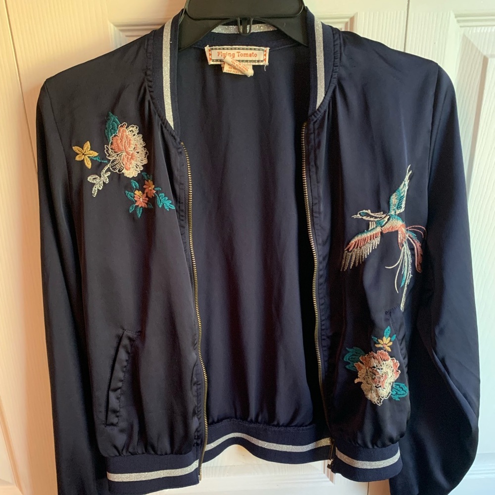Blue Flying Tomato Bomber Jacket